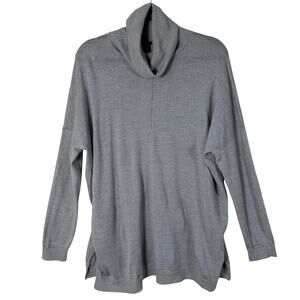 Eileen Fisher 100% Merino Wool Cowl Neck Tunic Sweater L Gray Oversized